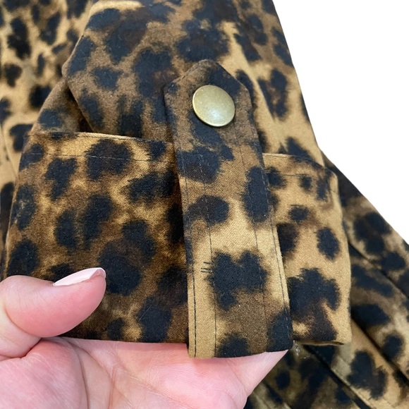 JM Collection Woman Leopard Jacket Top Snap Buttons - Picture 4 of 8